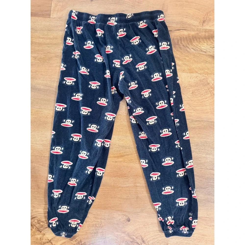 Paul Frank Pajama Pants Women Large Black Julius Monkey Fleece Y2K 90's